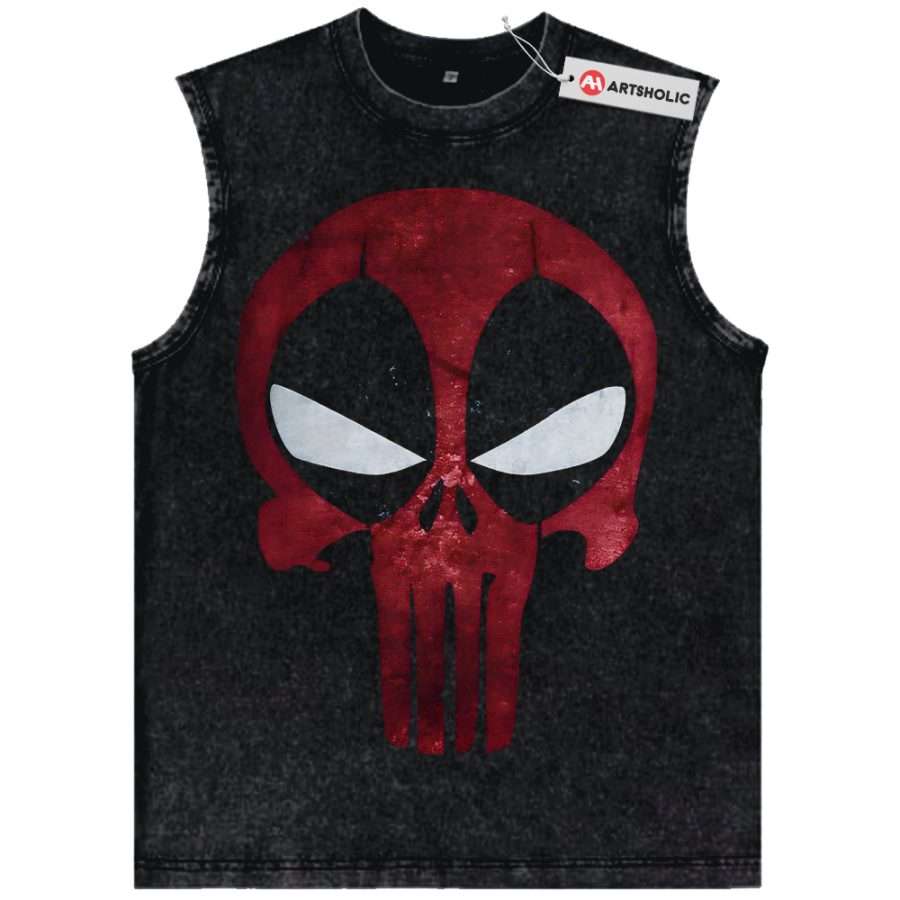 Alternative view of Deadpool x Punisher Tank Top, Marvel Comics Tank Top, Vintage Tank Top