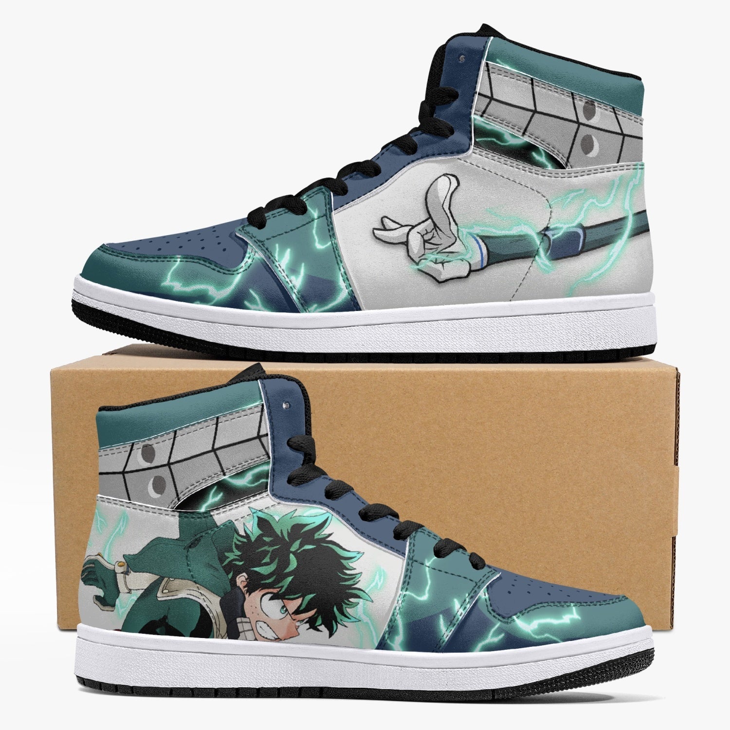 Deku and Bakugo My Hero Academia Custom Sneaker Mid 1 Basketball Shoes - Otaku Hall