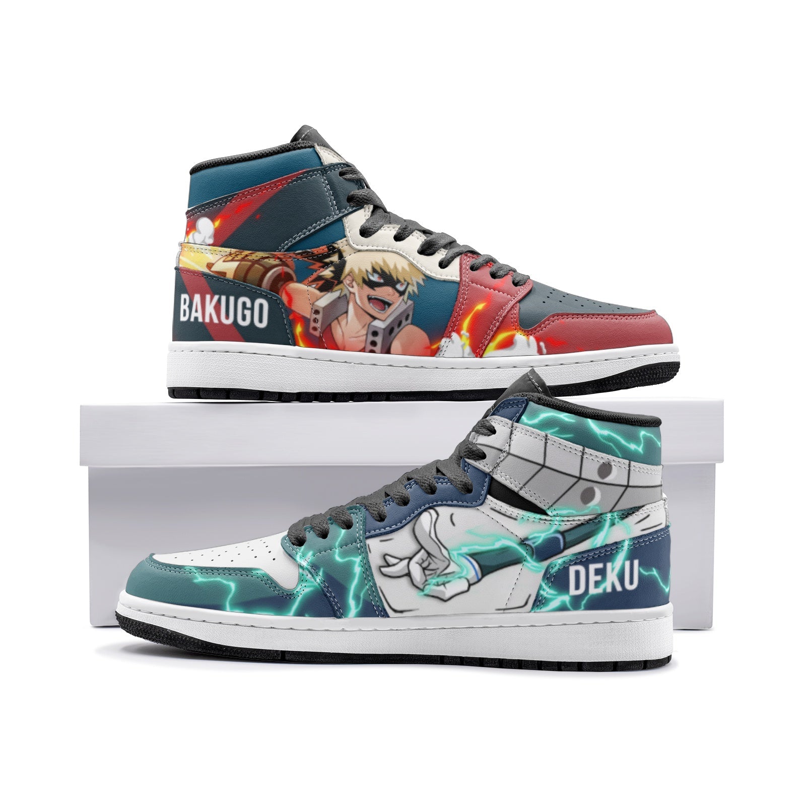 Deku and Bakugo My Hero Academia V2 Custom Sneaker Mid 1 Basketball Shoes - Otaku Hall