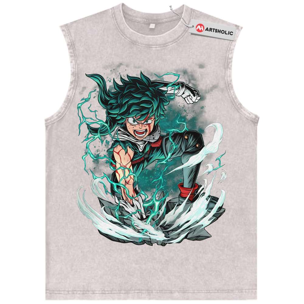 Alternative view of Deku Tank Top, Izuku Midoriya Tank Top, MHA Tank Top, Anime Tank Top, Vintage Tank Top