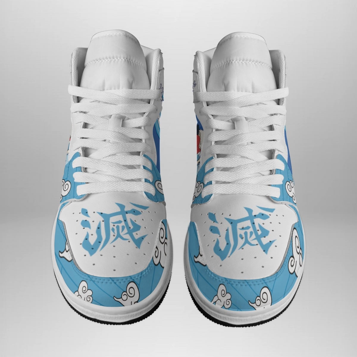 Alternative view of Demon Slayer Sakonji Urokodaki Mask Graphic Custom Sneaker Mid 1 Basketball Shoes for Anime Fans - Otaku Hall