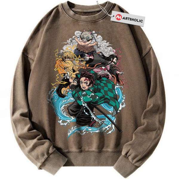 Alternative view of Demon Slayer Sweatshirt, Anime Sweatshirt, Vintage Sweater