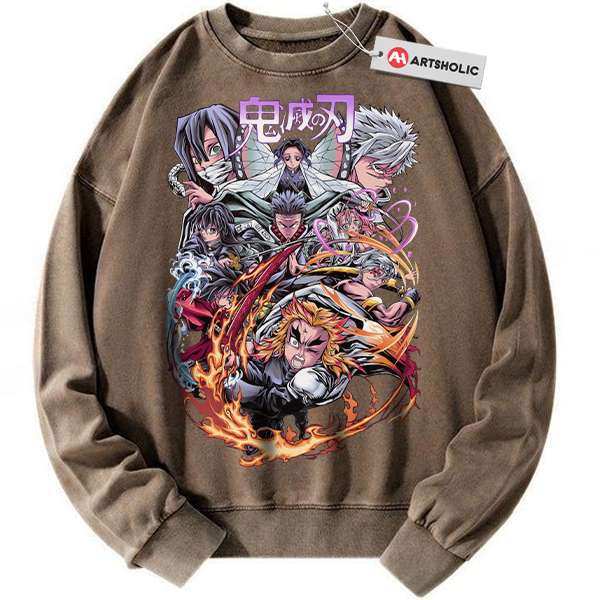 Alternative view of Demon Slayer Sweatshirt, Anime Sweatshirt, Vintage Sweatshirt