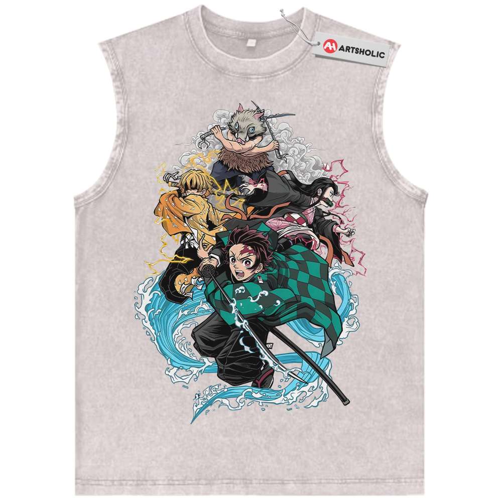 Alternative view of Demon Slayer Tank Top, Anime Tank Top, Vintage Tank Top