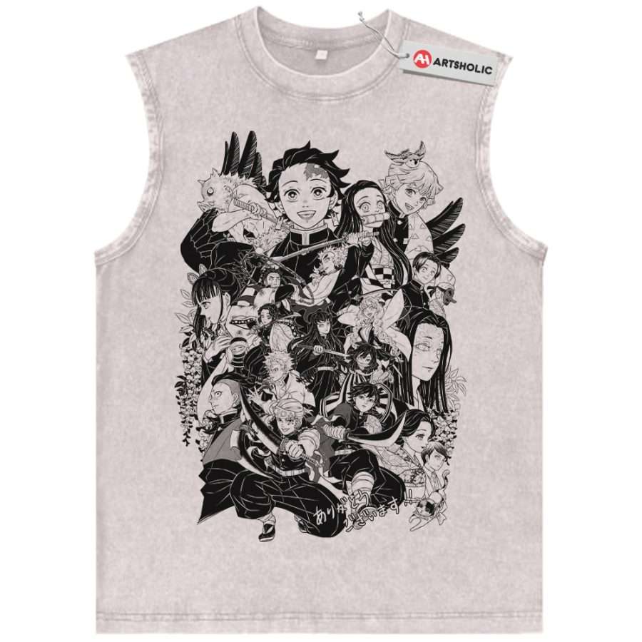 Alternative view of Demon Slayer Tank Top, Anime Tank Top, Vintage Tank Top