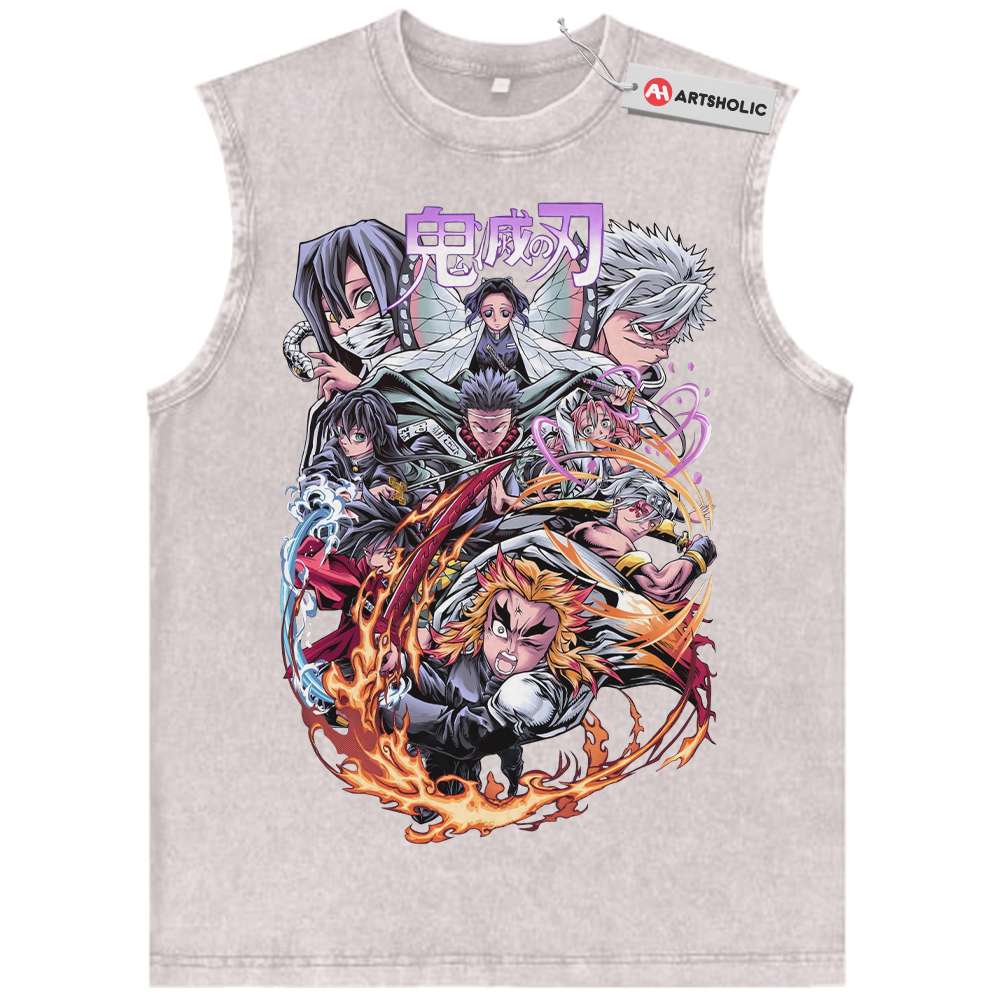 Alternative view of Demon Slayer Tank Top, Anime Tank Top, Vintage Tank Top
