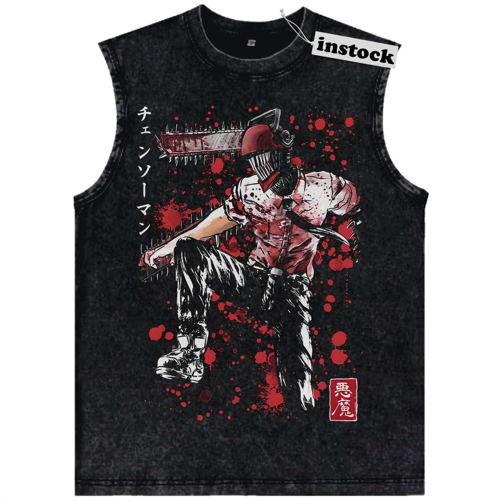 Denji Tank Top, Chainsaw Man Tank Top, Anime Tank Top, Vintage Tank Top