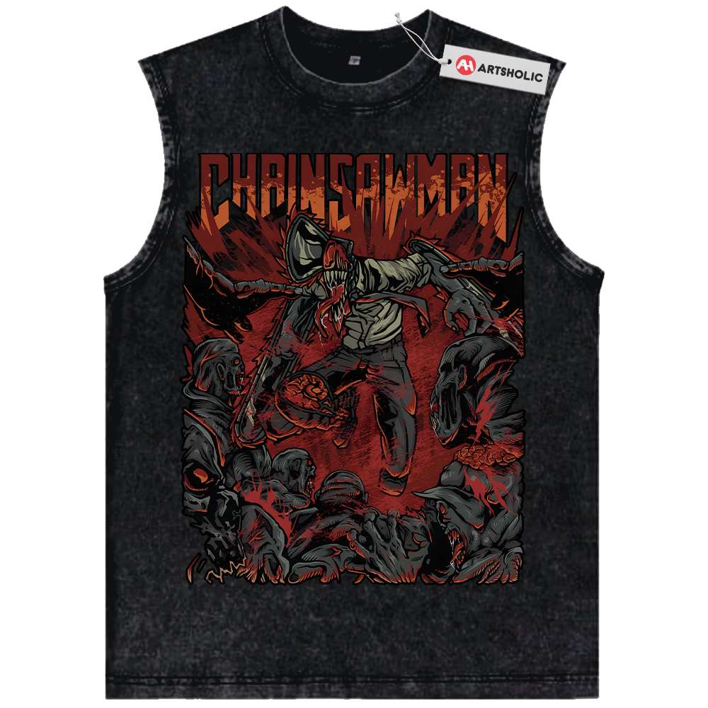 Denji Tank Top, Chainsaw Man Tank Top, Anime Tank Top, Vintage Tank Top