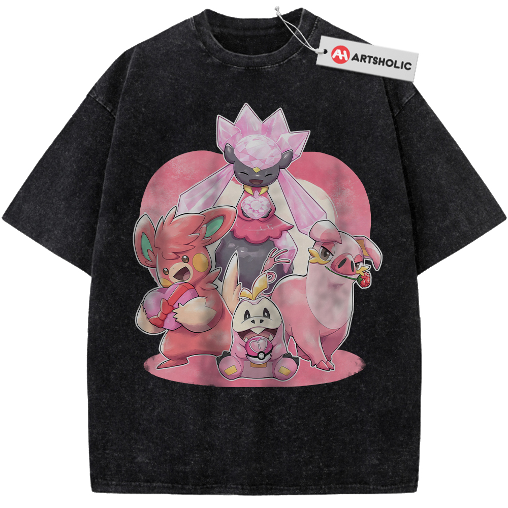 Alternative view of Diancie Shirt, Skitty Shirt, Fuecoco Shirt, Lechonk Shirt, Pokemon Shirt, PKM Shirt, Valentine's Day Shirt, Anime Shirt, Vintage Tee