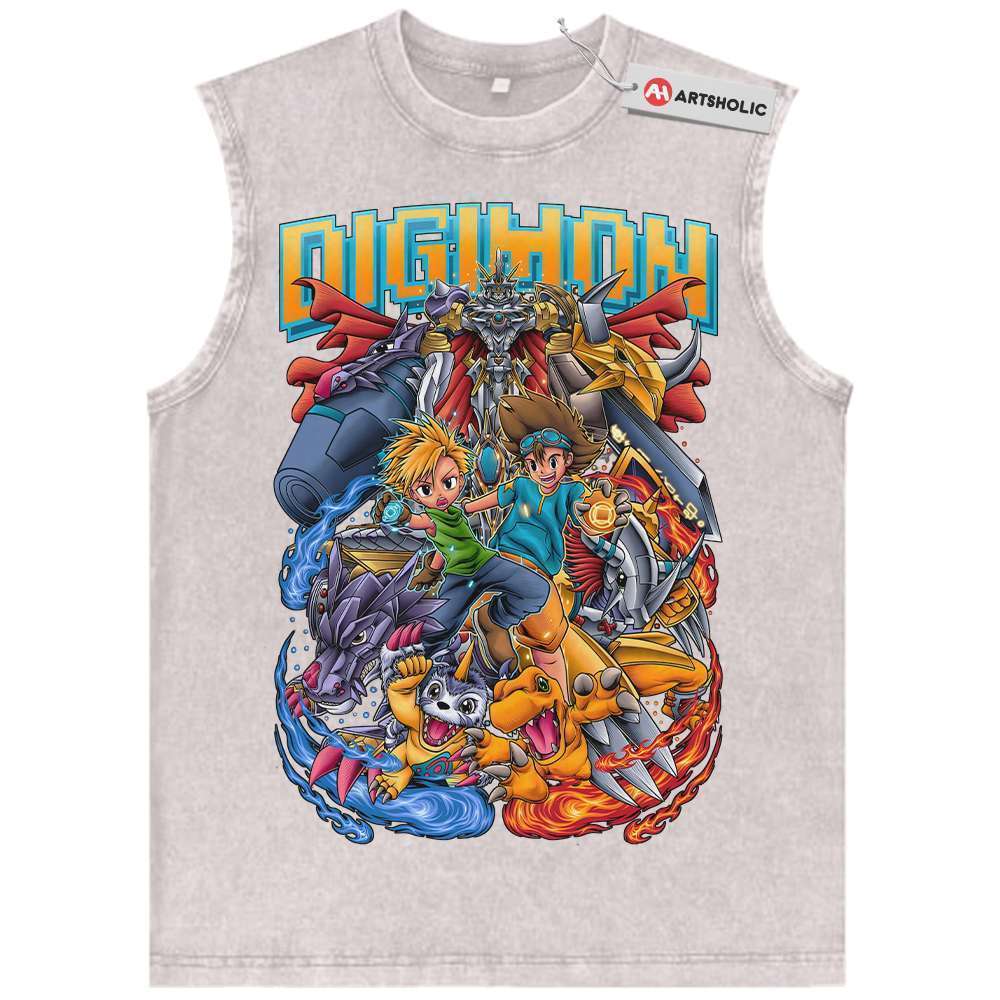 Alternative view of Digimon Adventure Tank Top, Anime Tank Top, Vintage Tank Top