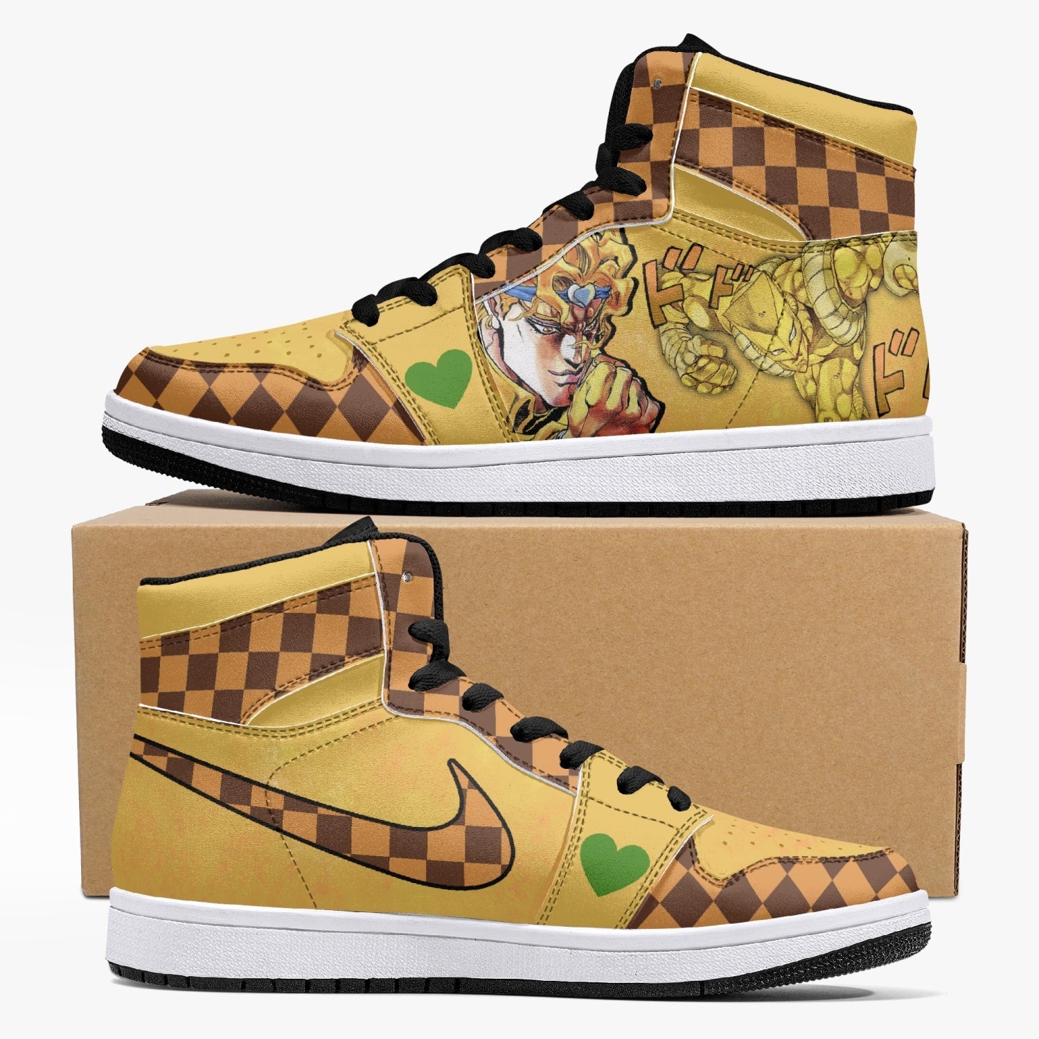Dio Brando vs Jotaro Kujo JoJo's Bizarre Adventure Custom Sneaker Mid 1 Basketball Shoes - Otaku Hall