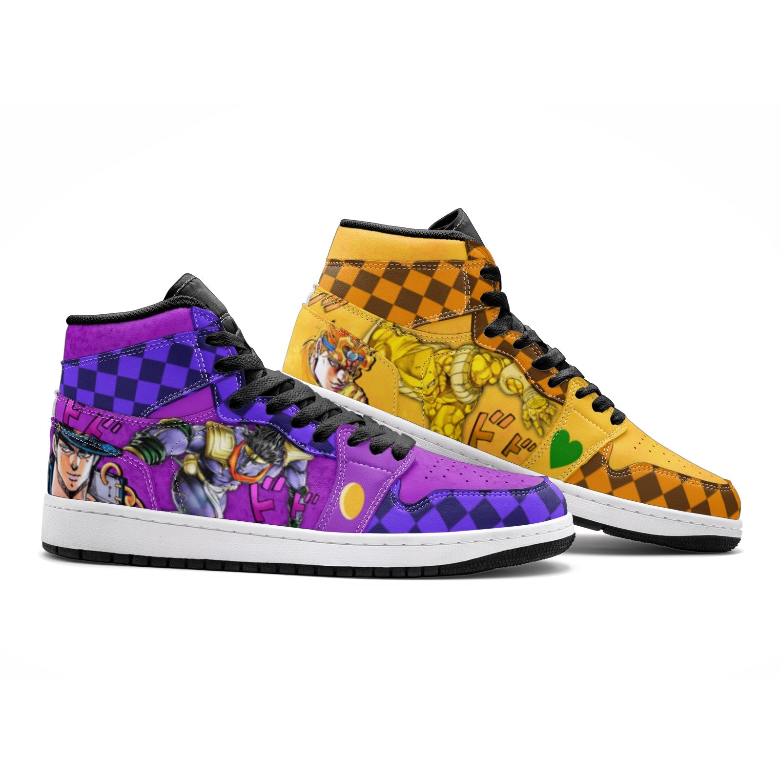 Alternative view of Dio Brando vs Jotaro Kujo JoJo's Bizarre Adventure V2 Custom Sneaker Mid 1 Basketball Shoes - Otaku Hall