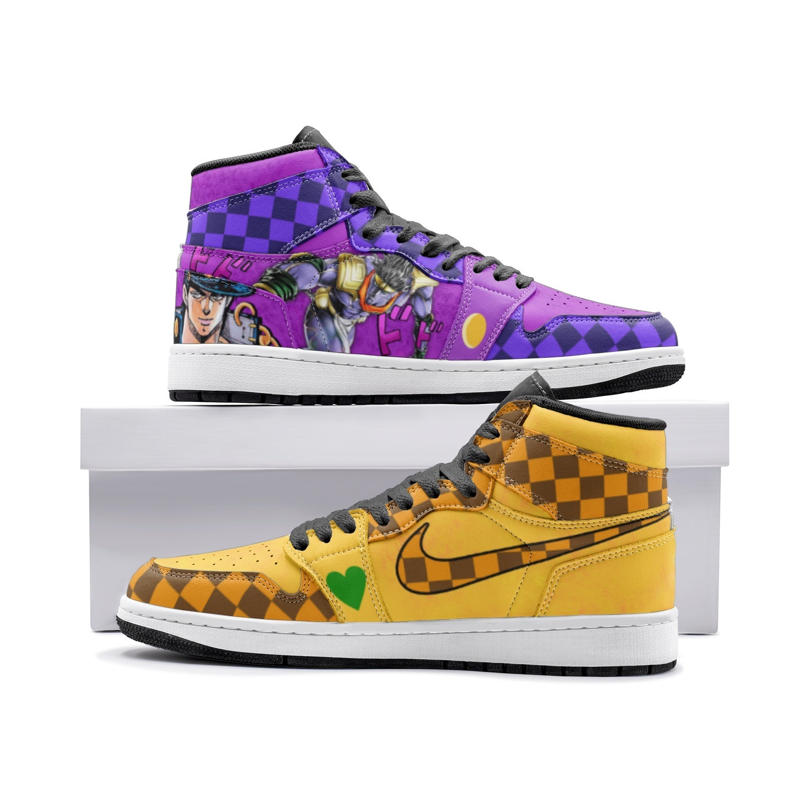 Dio Brando vs Jotaro Kujo JoJo's Bizarre Adventure V2 Custom Sneaker Mid 1 Basketball Shoes - Otaku Hall