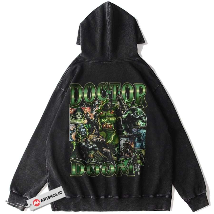 Alternative view of Doctor Doom Hoodie, Marvel Comics Hoodie, Vintage Hoodie
