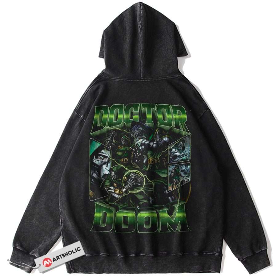 Alternative view of Doctor Doom Hoodie, Marvel Comics Hoodie, Vintage Hoodie
