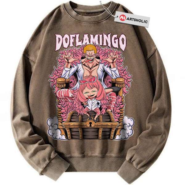 Alternative view of Doflamingo Sweatshirt, One Piece Sweatshirt, Anya Forger Sweatshirt, Spy x Family Sweatshirt, Anime Sweatshirt, Vintage Sweater