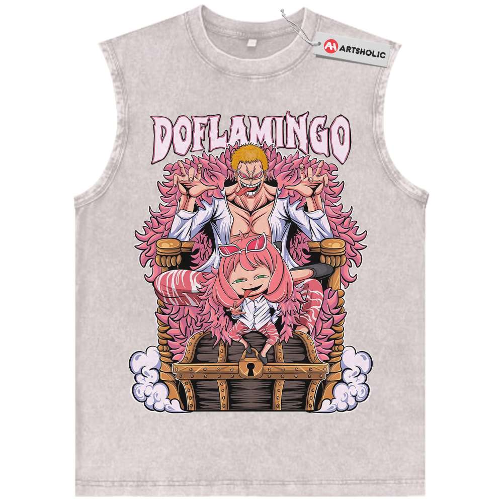 Alternative view of Doflamingo Tank Top, One Piece Tank Top, Anya Forger Tank Top, Spy x Family Tank Top, Anime Tank Top, Vintage Tank Top
