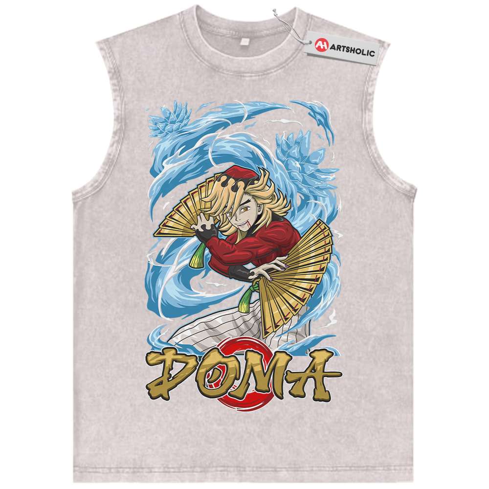 Alternative view of Doma Tank Top, Demon Slayer Tank Top, Anime Tank Top, Vintage Tank Top