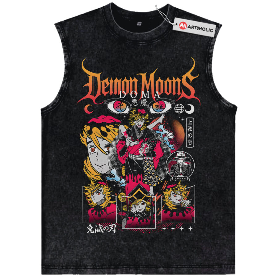 Alternative view of Doma Tank Top, Demon Slayer Tank Top, Kimetsu no Yaiba Tank Top, Anime Tank Top, Vintage Tank Top