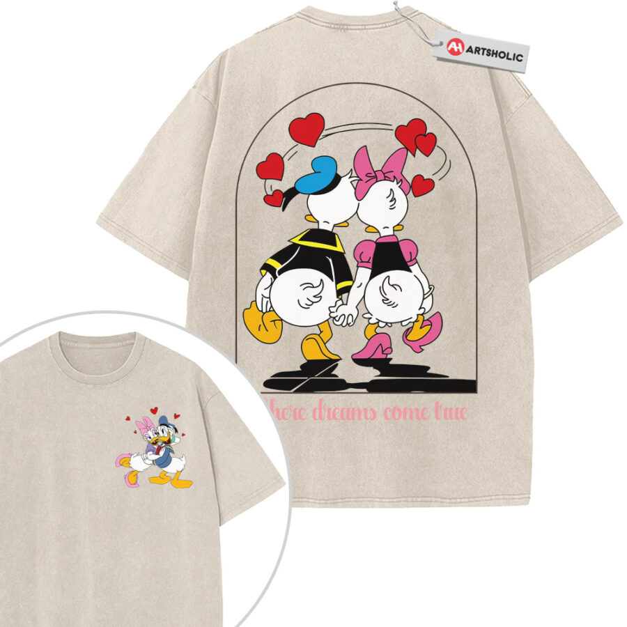 Alternative view of Donald Duck Shirt, Valentine's Day Shirt, Animated Shirt, Vintage T-Shirt 2-Sided