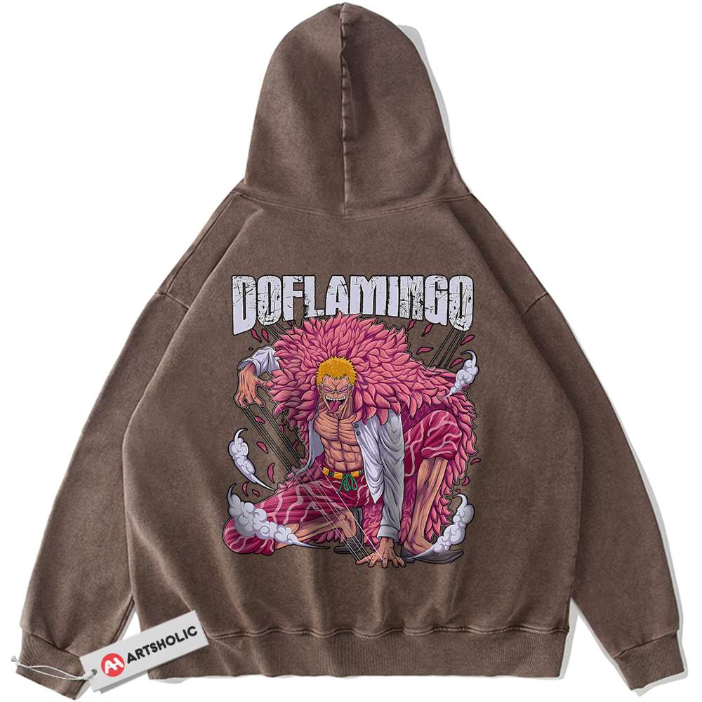 Alternative view of Donquixote Doflamingo Hoodie, One Piece Hoodie, Anime Hoodie, Vintage Hoodie