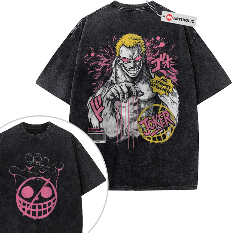 Alternative view of Donquixote Doflamingo Shirt, One Piece Shirt, Anime Shirt, Vintage T-Shirt 2-Sided