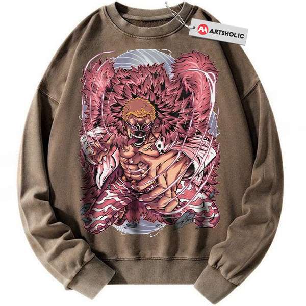 Alternative view of Donquixote Doflamingo Sweatshirt, One Piece Sweatshirt, Anime Sweatshirt, Vintage Sweatshirt