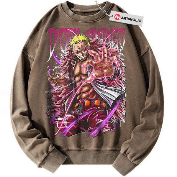 Alternative view of Donquixote Doflamingo Sweatshirt, One Piece Sweatshirt, Anime Sweatshirt, Vintage Sweatshirt