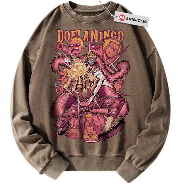 Alternative view of Donquixote Doflamingo Sweatshirt, One Piece Sweatshirt, Anime Sweatshirt, Vintage Sweatshirt