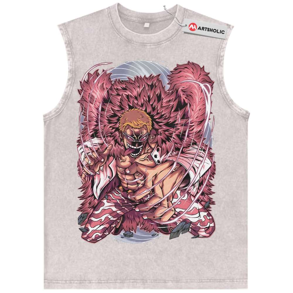 Alternative view of Donquixote Doflamingo Tank Top, One Piece Tank Top, Anime Tank Top, Vintage Tank Top