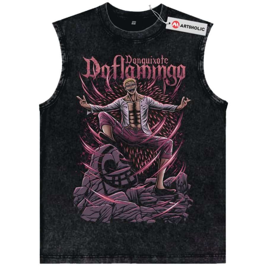 Alternative view of Donquixote Doflamingo Tank Top, One Piece Tank Top, Anime Tank Top, Vintage Tank Top