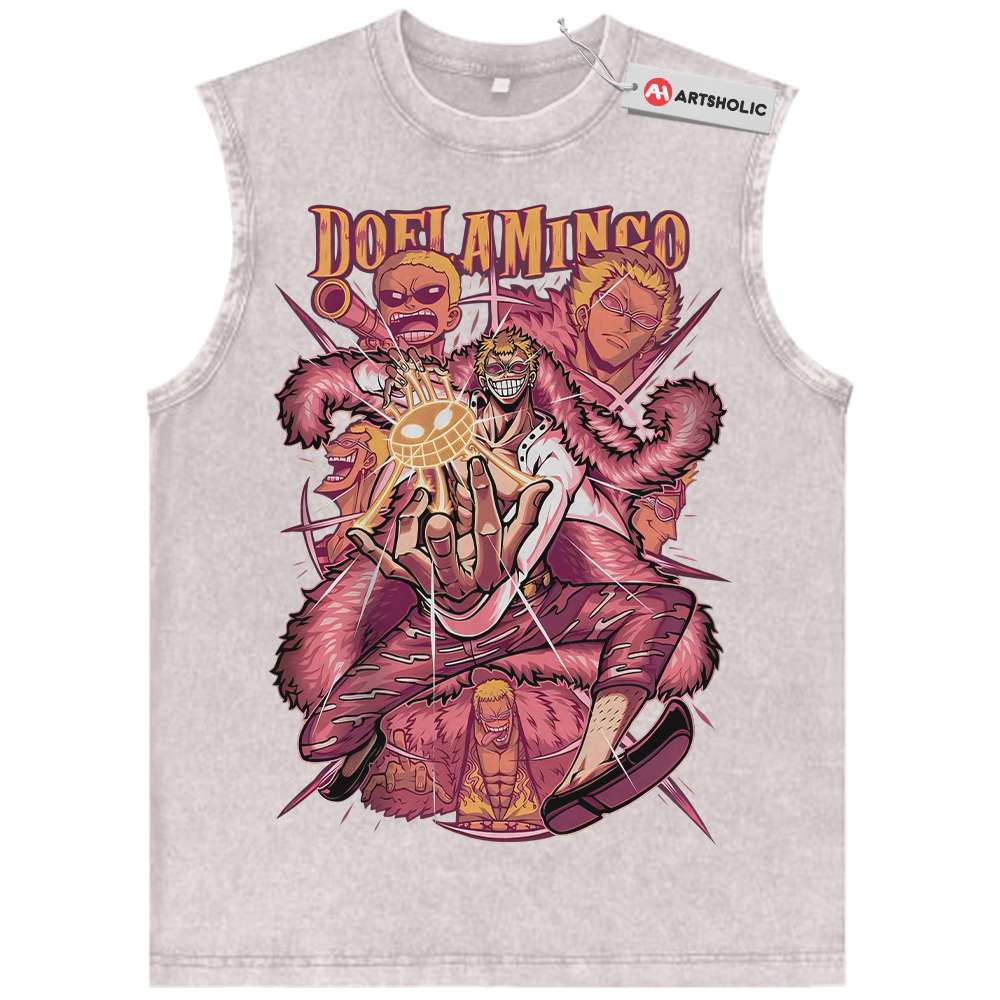 Alternative view of Donquixote Doflamingo Tank Top, One Piece Tank Top, Anime Tank Top, Vintage Tank Top
