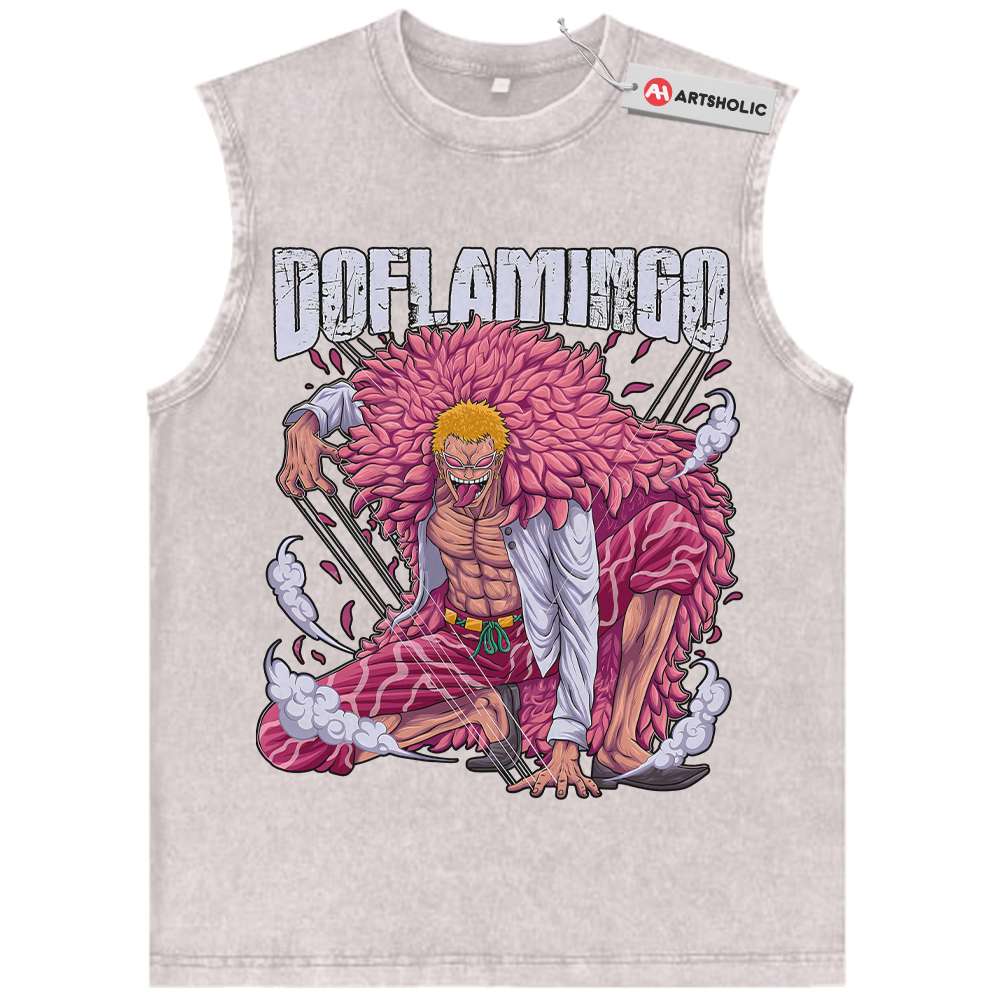 Alternative view of Donquixote Doflamingo Tank Top, One Piece Tank Top, Anime Tank Top, Vintage Tank Top