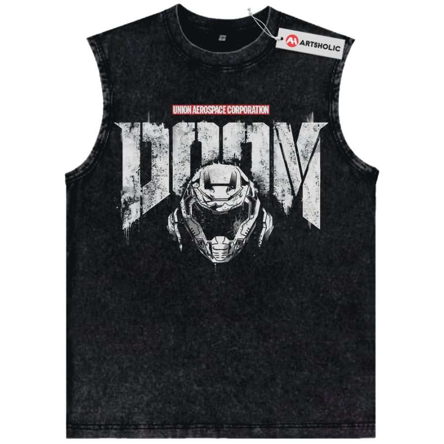 Alternative view of Doomguy Tank Top, DOOM Eternal Tank Top, Game Tank Top, Vintage Tank Top