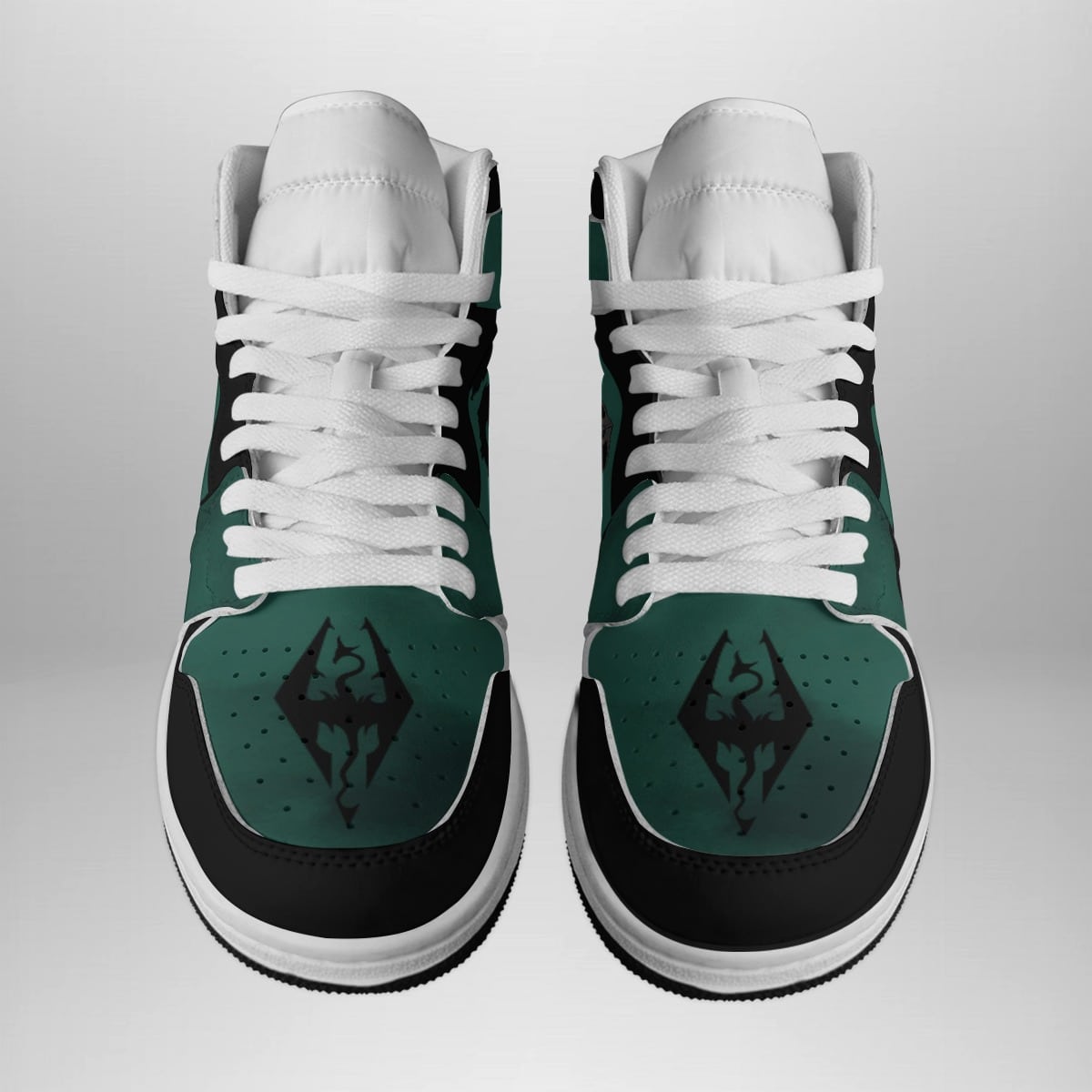 Alternative view of Dovahkiin Skyrim Shonen Custom Sneaker Mid 1 Basketball Shoes for Gamers and Fans - Otaku Hall