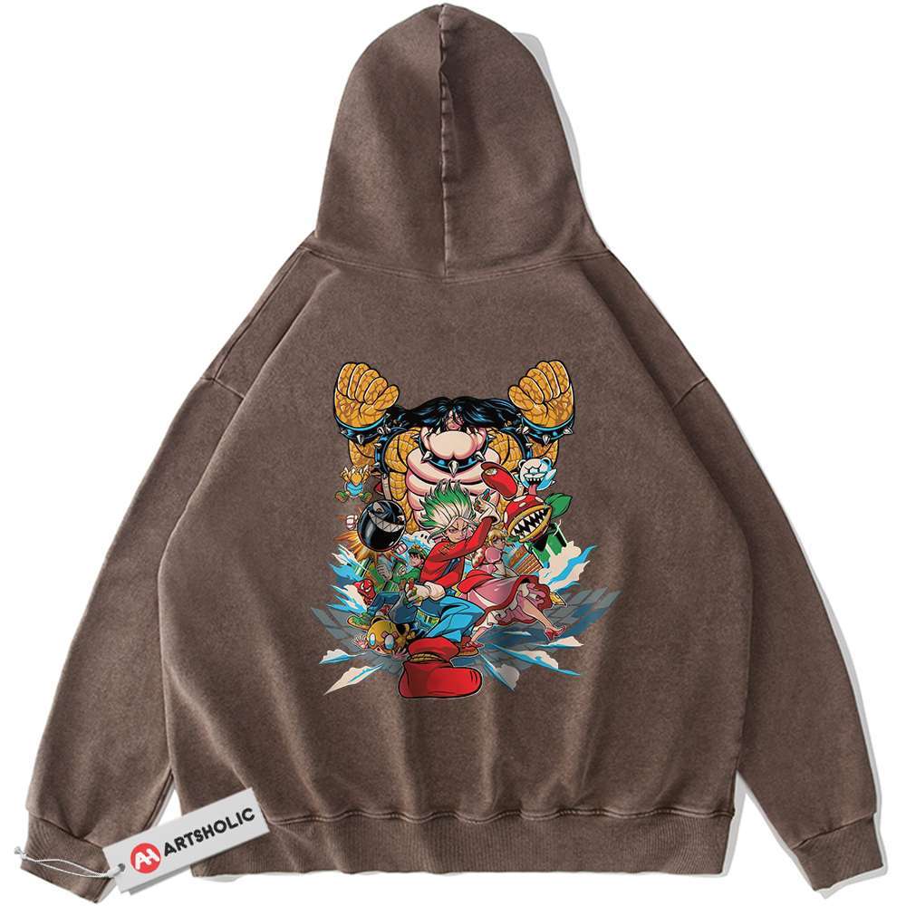 Alternative view of Dr Stone Hoodie, Mario Hoodie, Anime Hoodie, Vintage Hoodie