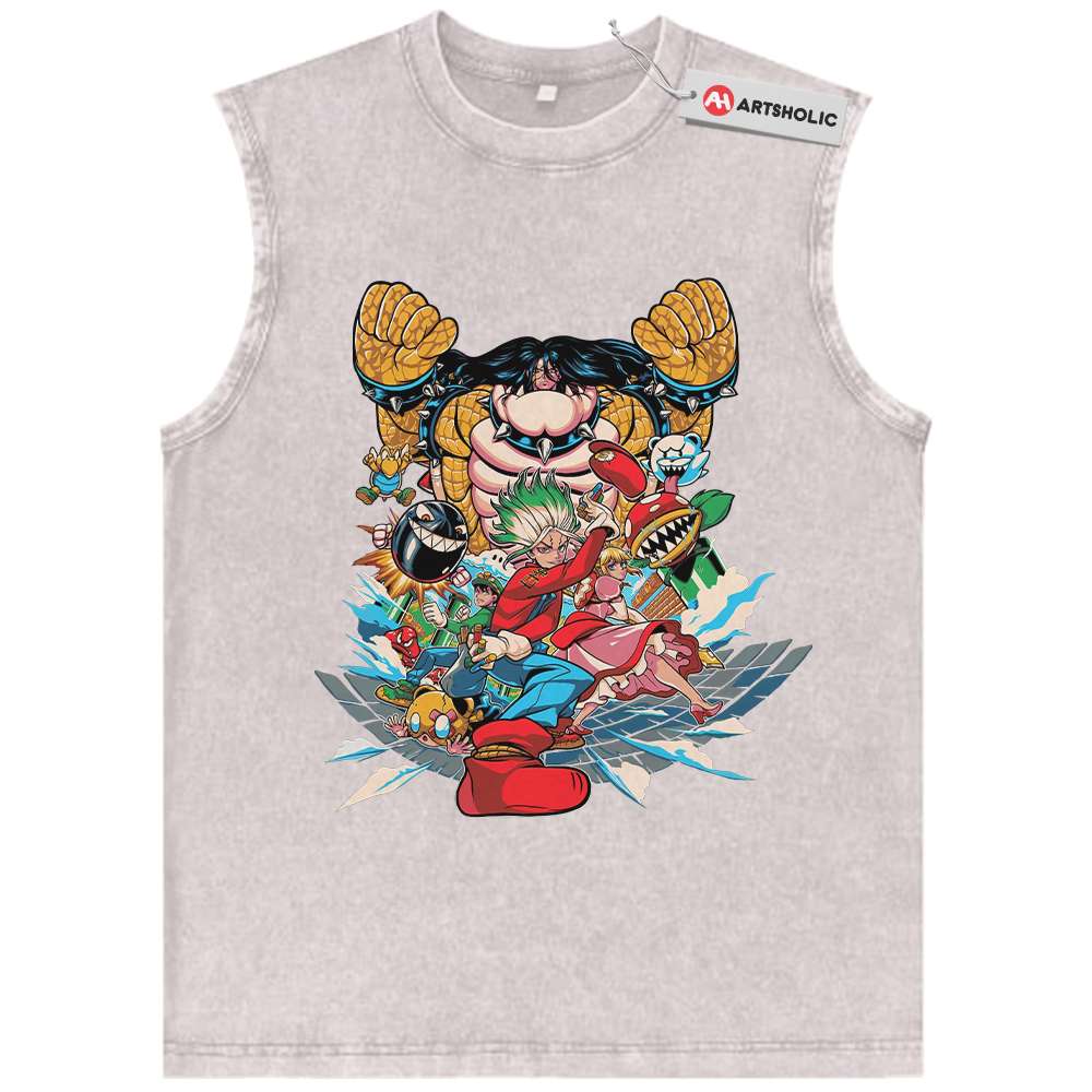 Alternative view of Dr Stone Tank Top, Mario Tank Top, Anime Tank Top, Vintage Tank Top