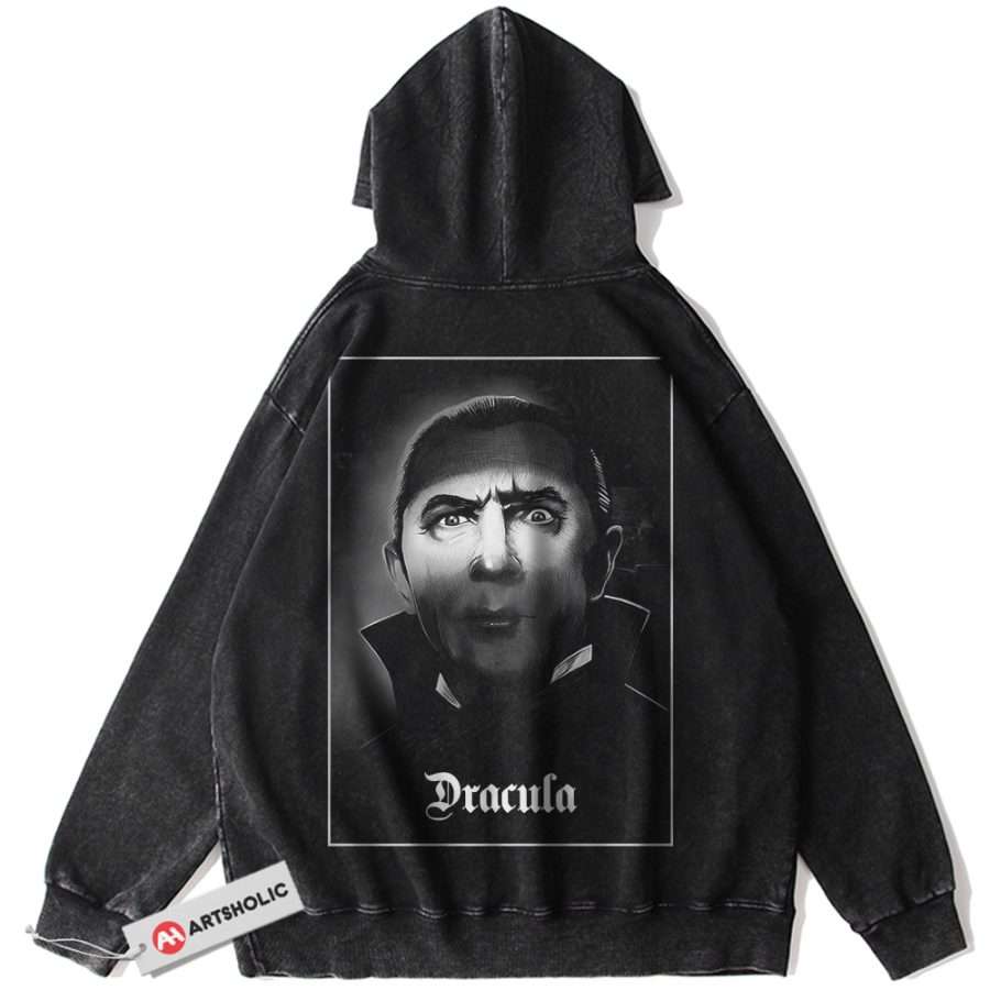 Alternative view of Dracula Hoodie, Halloween Hoodie, Horror Hoodie, Vintage Hoodie
