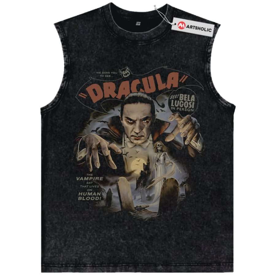 Alternative view of Dracula Tank Top, Halloween Tank Top, Horror Tank Top, Vintage Tank Top