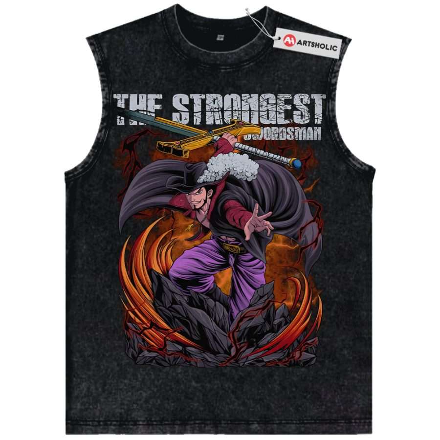 Alternative view of Dracule Mihawk Tank Top, One Piece Tank Top, Anime Tank Top, Vintage Tank Top