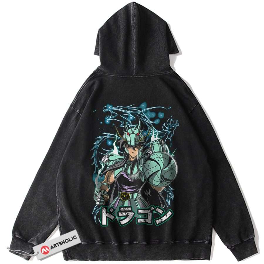 Alternative view of Dragon Shiryu Hoodie, Saint Seiya Hoodie, Anime Hoodie, Vintage Hoodie