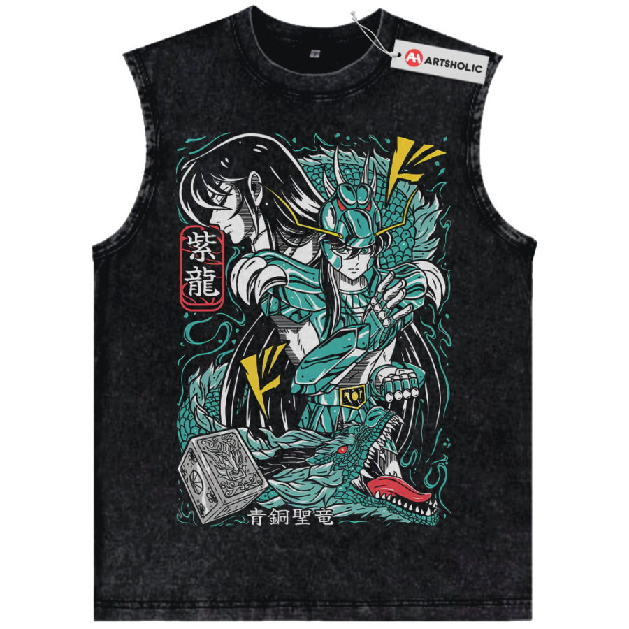 Alternative view of Dragon Shiryu Tank Top, Saint Seiya Tank Top, Anime Tank Top, Vintage Tank Top