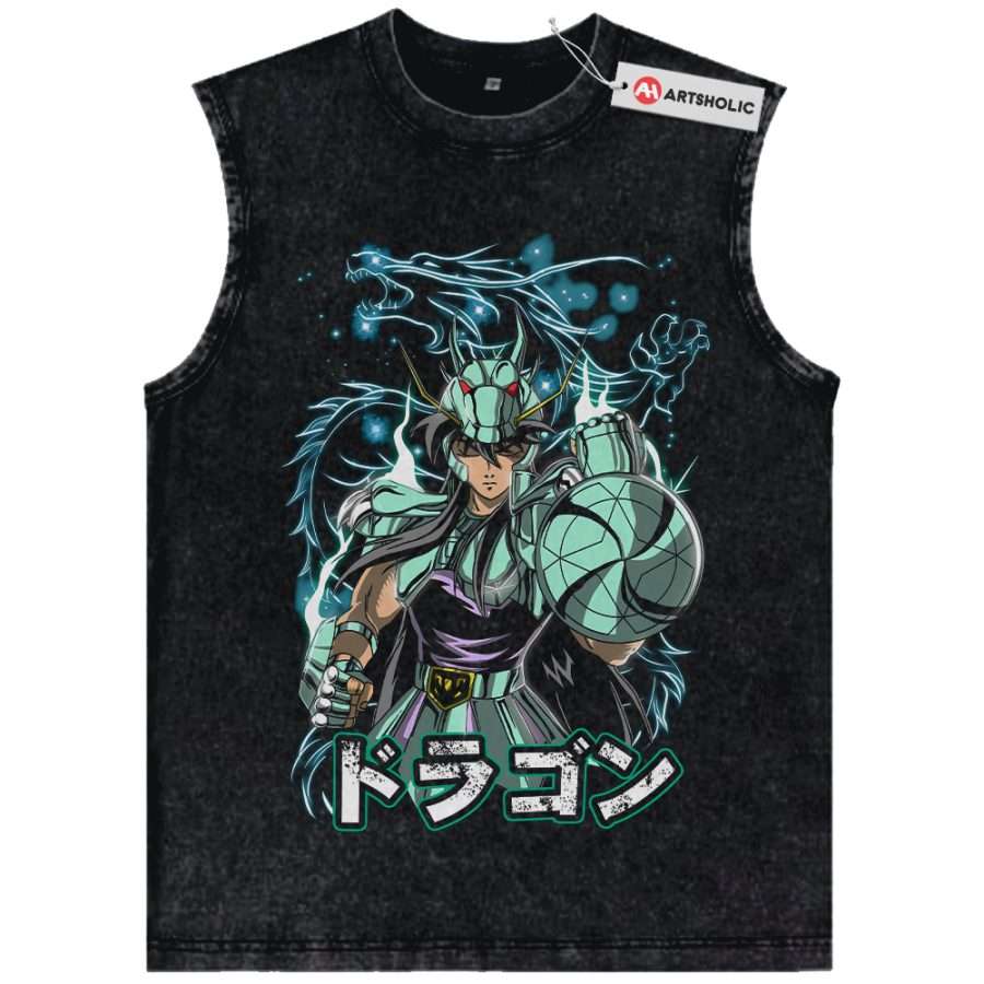 Alternative view of Dragon Shiryu Tank Top, Saint Seiya Tank Top, Anime Tank Top, Vintage Tank Top