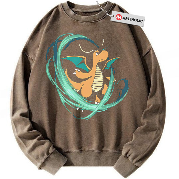 Alternative view of Dragonite Sweatshirt, Pokemon Sweatshirt, PKM Sweatshirt, Anime Sweatshirt, Vintage Sweatshirt