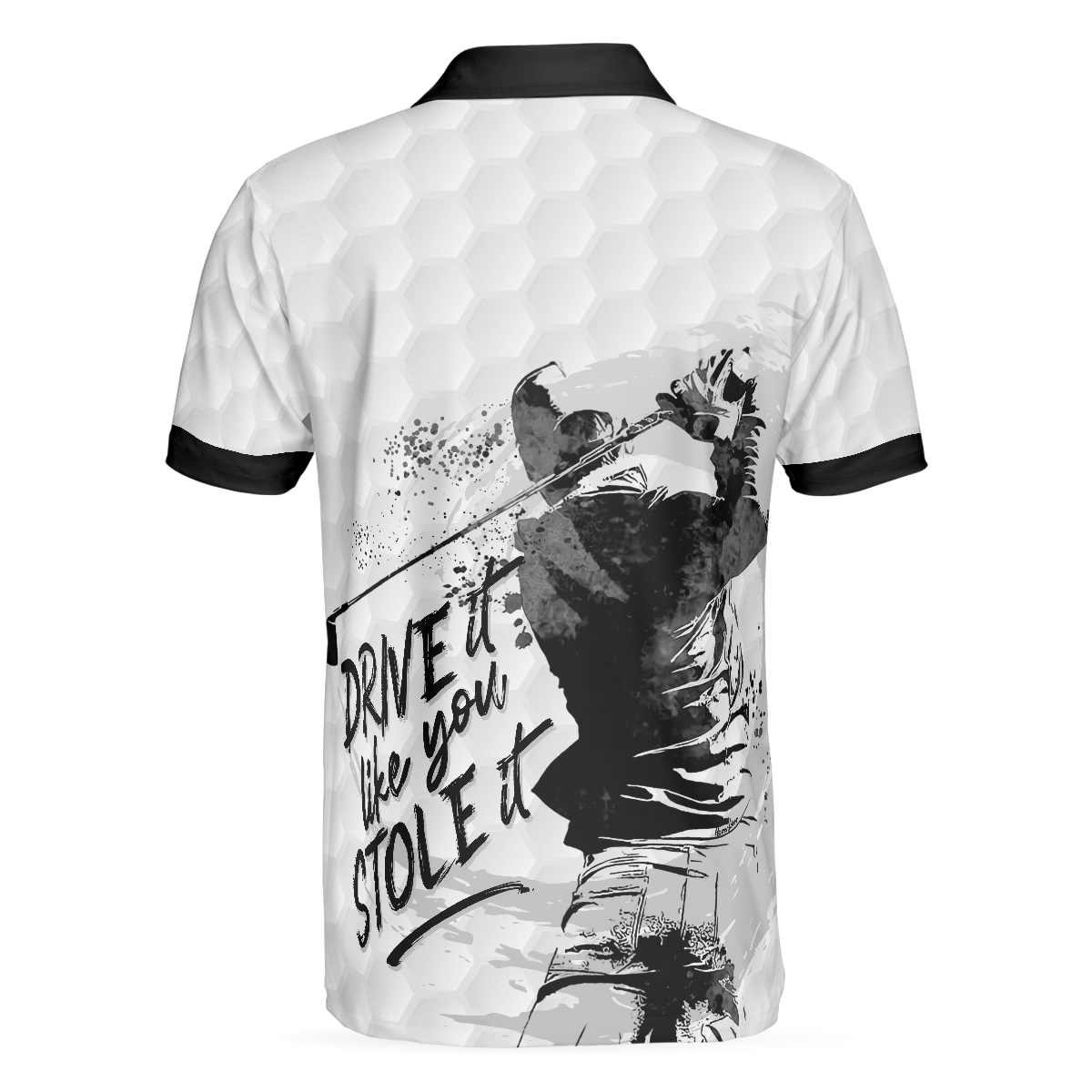 Alternative view of Drive It Like You Stole It Golf Polo Shirt, Short Sleeve Black And White Golf Shirt For Men