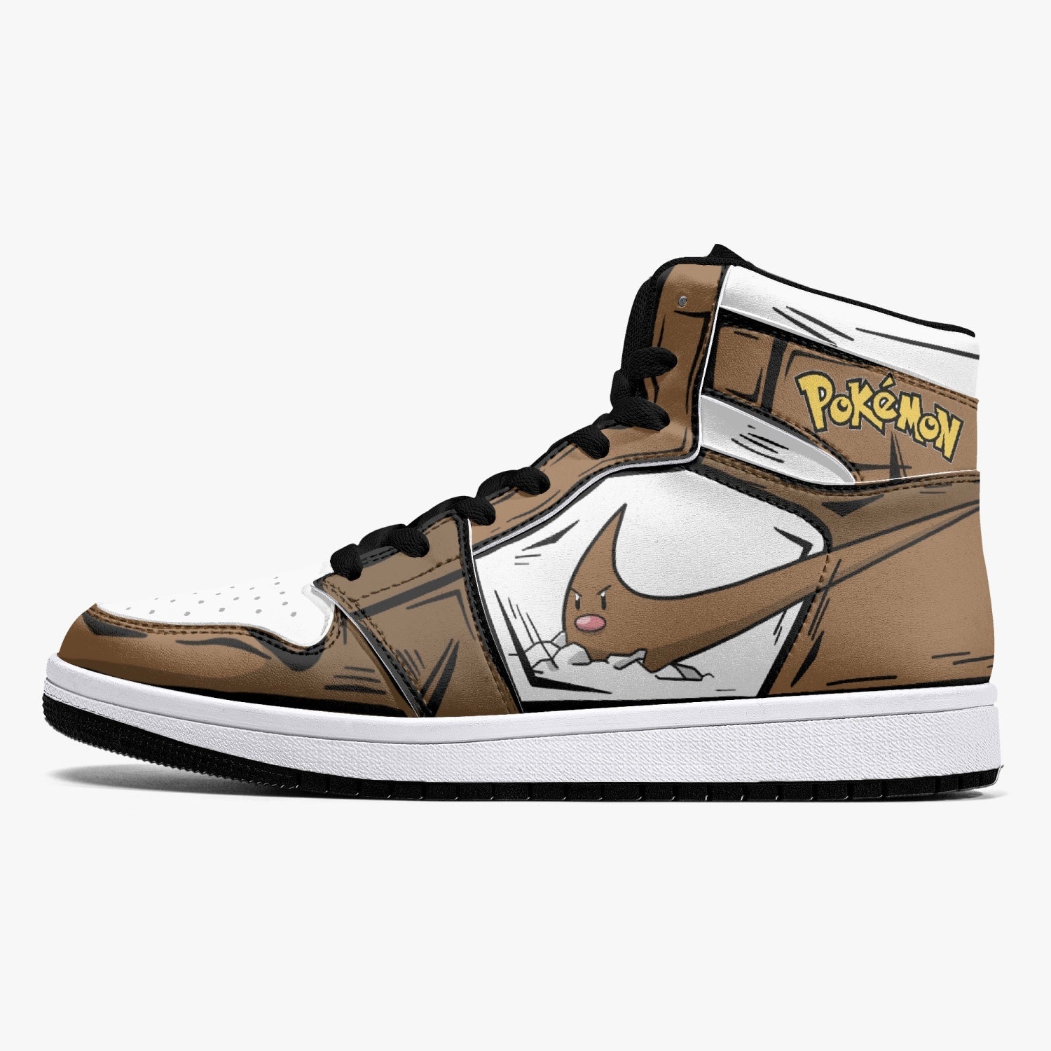 Alternative view of Dugtrio Pokemon Custom Sneaker Mid 1 Basketball Shoes - Otaku Hall