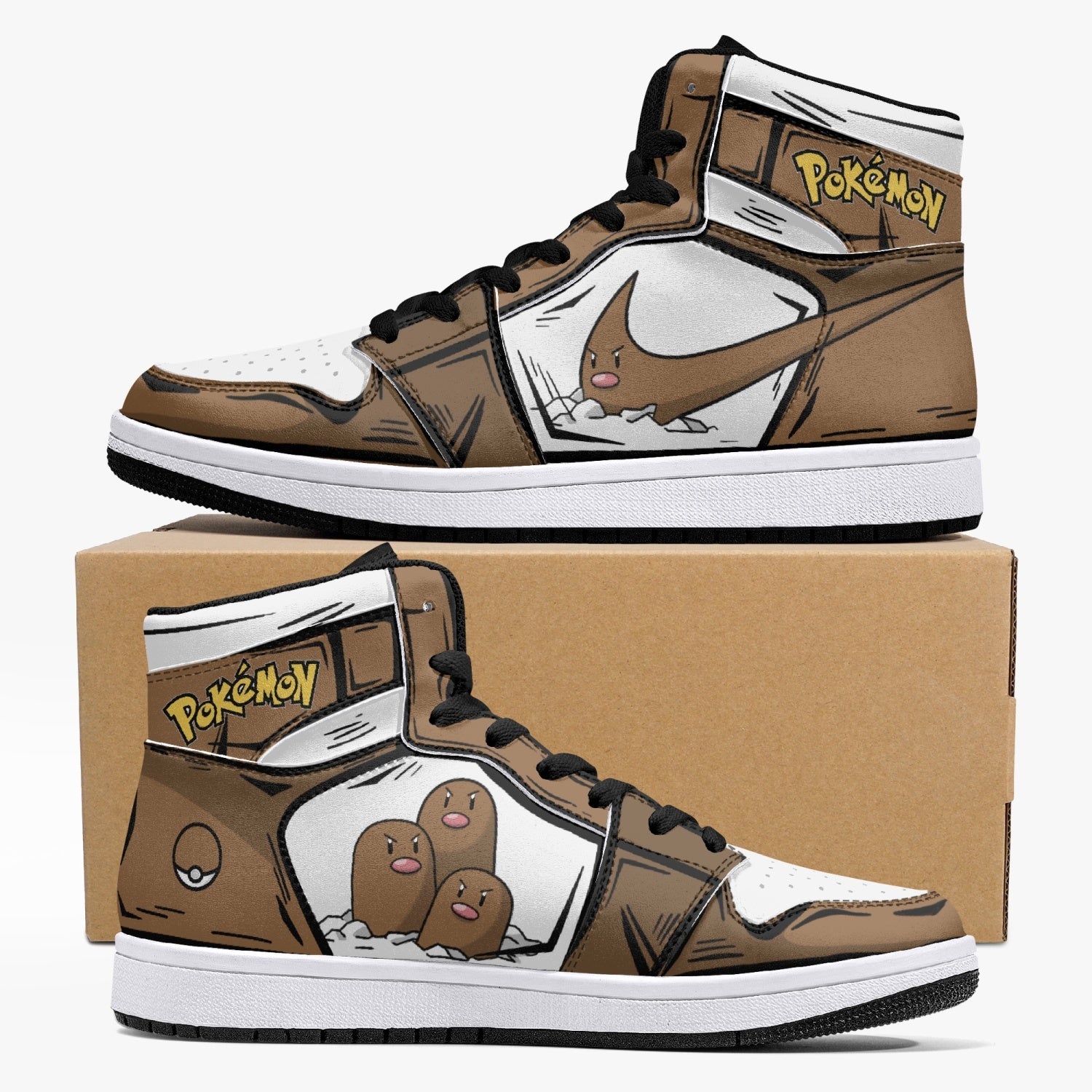Dugtrio Pokemon Custom Sneaker Mid 1 Basketball Shoes - Otaku Hall