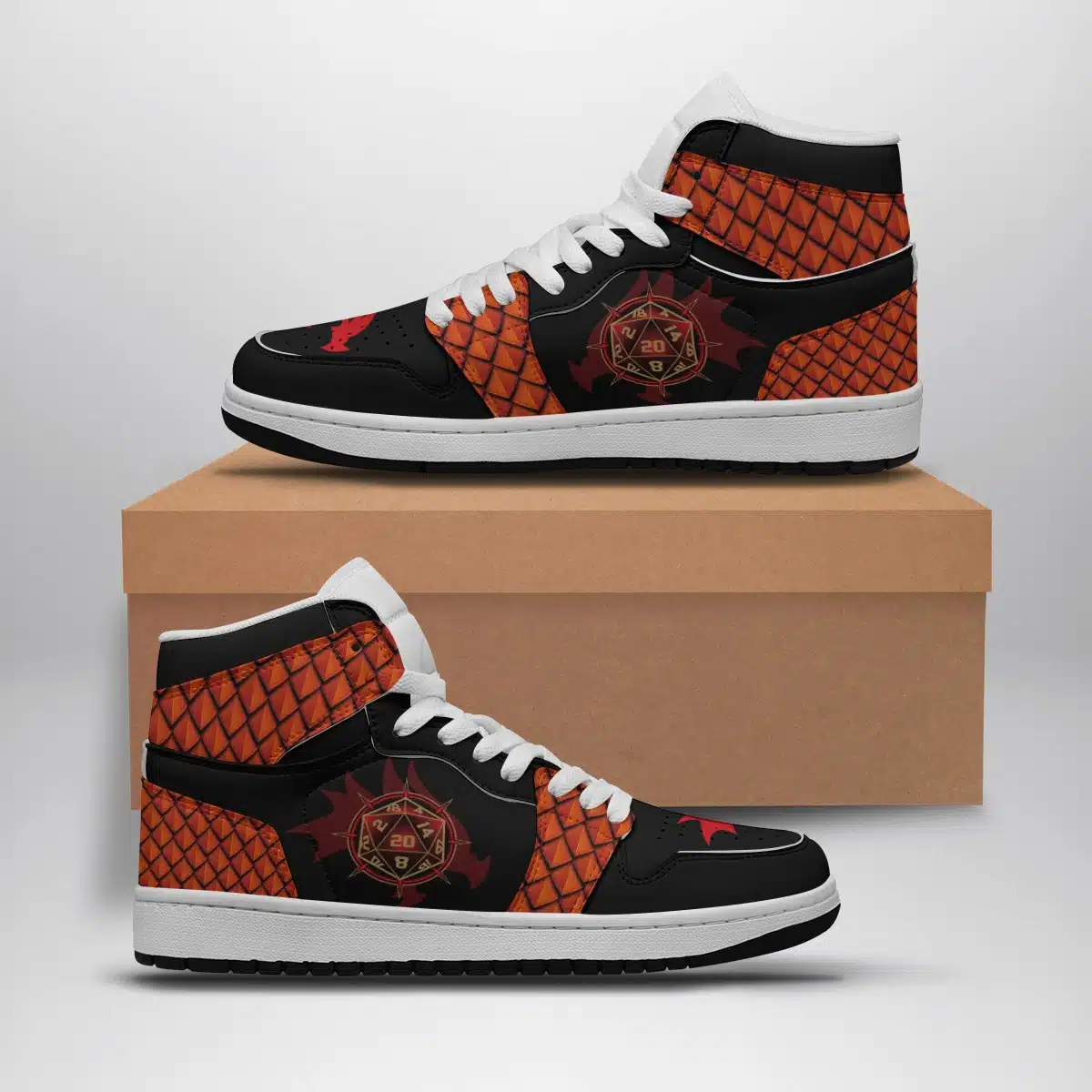 Dungeons & Dragons Shonen Custom Sneaker Mid 1 Basketball Shoes - Stylish Fantasy Sneakers for Gamers - Otaku Hall