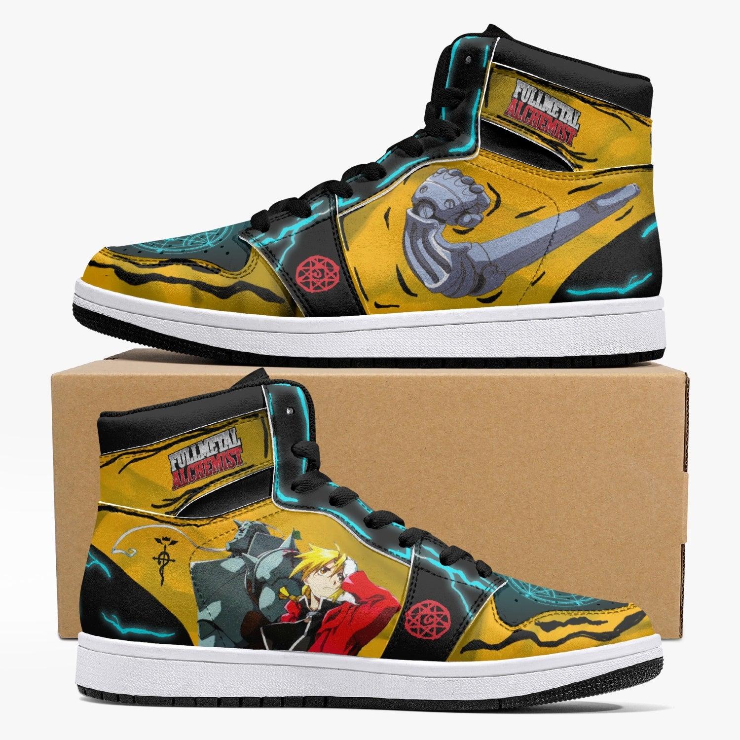 Edward and Alphonse Elric Fullmetal Alchemist Custom Sneaker Mid 1 Basketball Shoes - Otaku Hall
