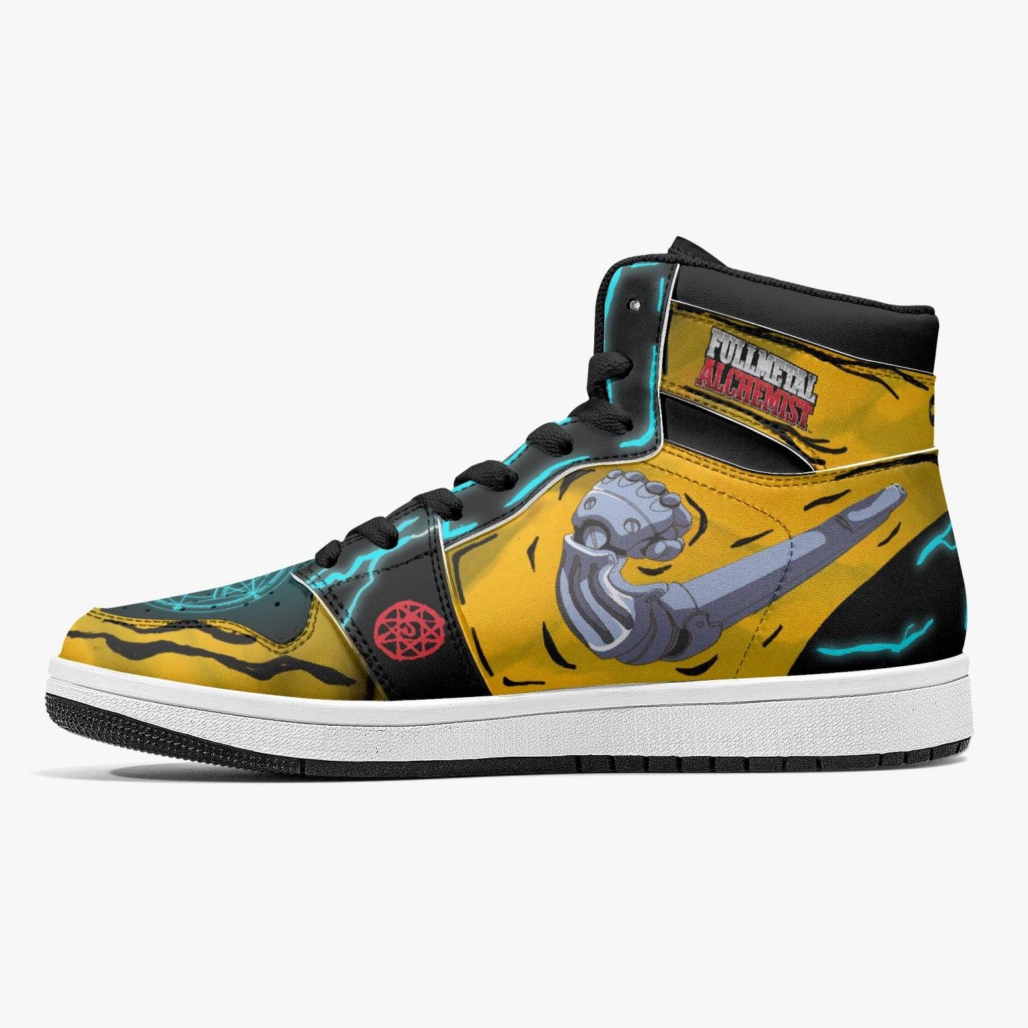 Alternative view of Edward and Alphonse Elric Fullmetal Alchemist Custom Sneaker Mid 1 Basketball Shoes - Otaku Hall